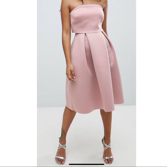 ASOS Dresses & Skirts - ASOS DESIGN bandeau crop top midi dress rose pink